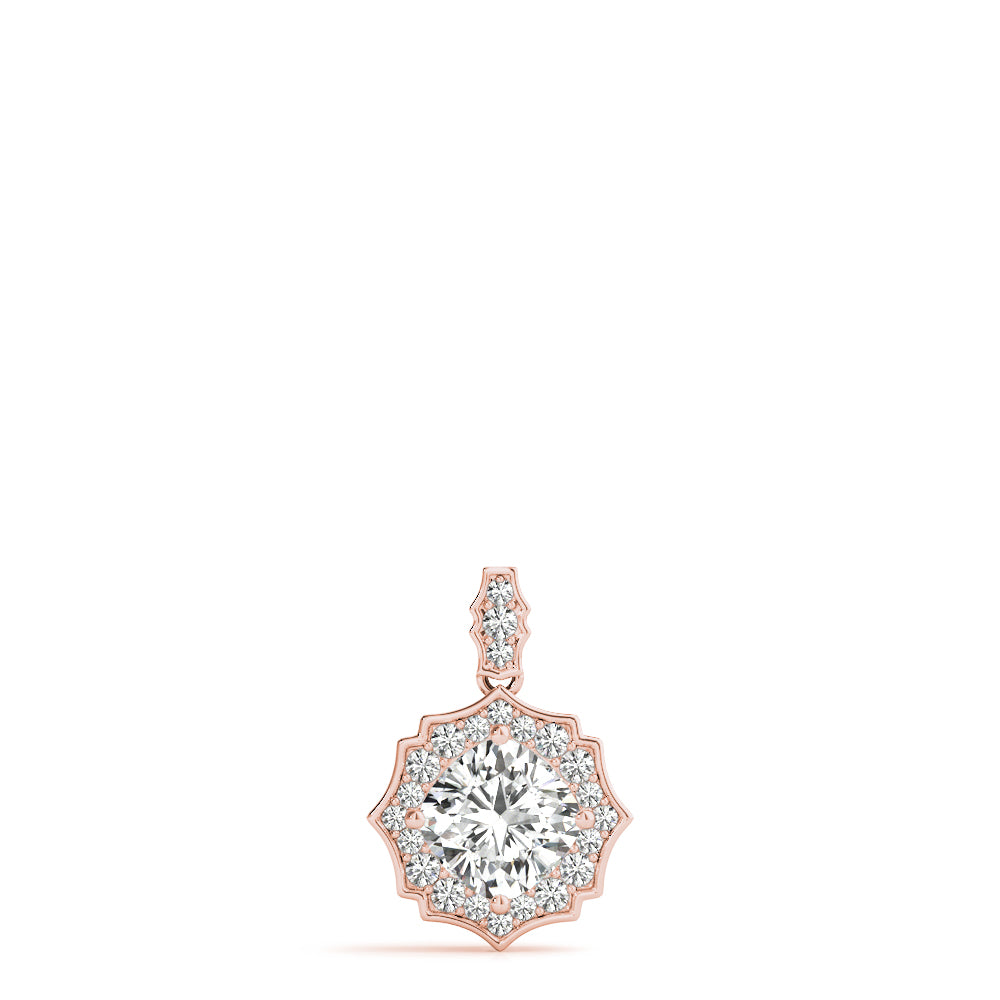 14K Rose Gold 5/8 ct Diamond Cushion Halo Pendant