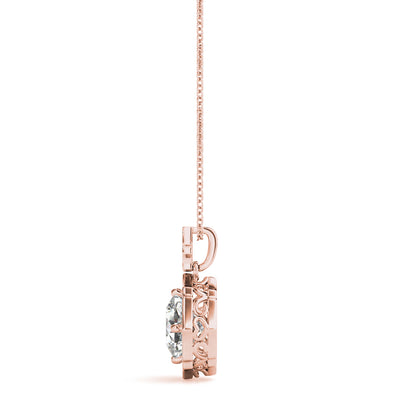 14K Rose Gold 5/8 ct Diamond Cushion Halo Pendant