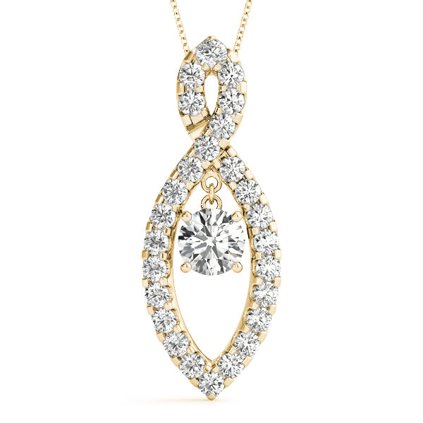 14K Yellow Gold Diamond Solitaire Pendant Necklace