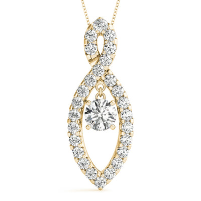 14K Yellow Gold Diamond Solitaire Pendant Necklace
