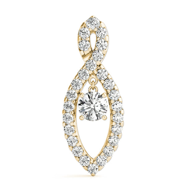 14K Yellow Gold Diamond Solitaire Pendant Necklace