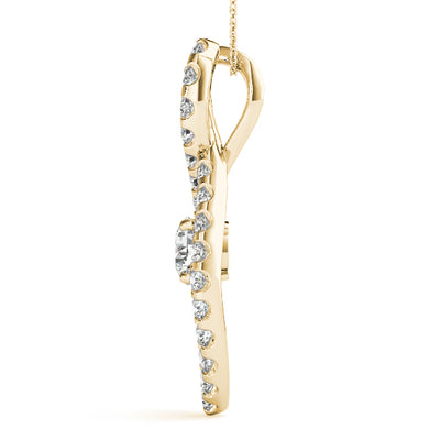 14K Yellow Gold Diamond Solitaire Pendant Necklace