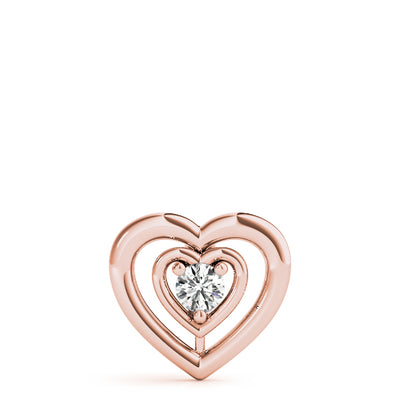 14K Rose Gold Round Diamond Solitaire Pendant