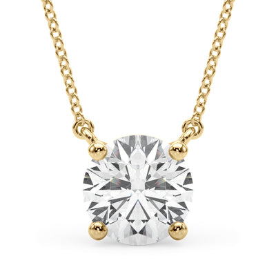 14K Yellow Gold 1ct Round Diamond Solitaire Pendant