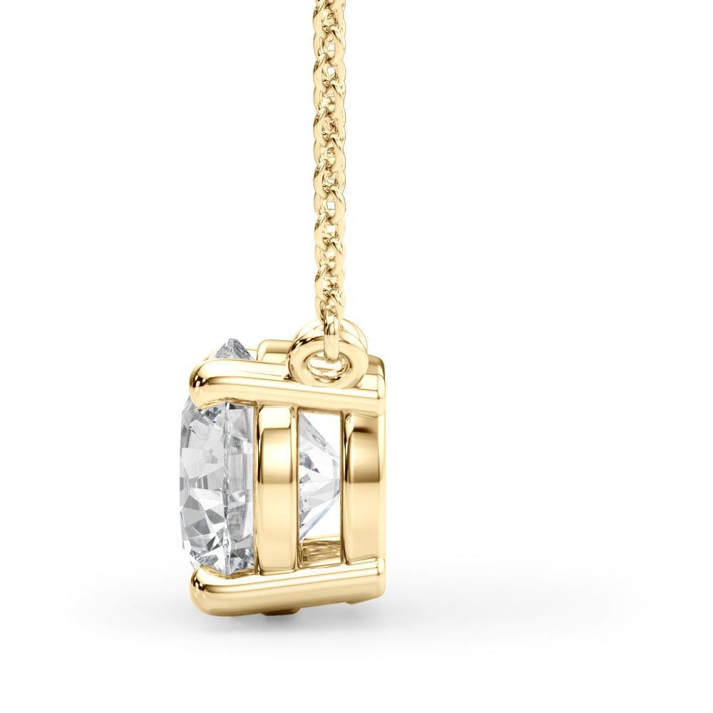 14K Yellow Gold 1ct Round Diamond Solitaire Pendant