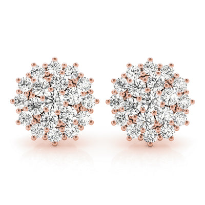 14K Rose Gold Round Diamond Fashion Earrings