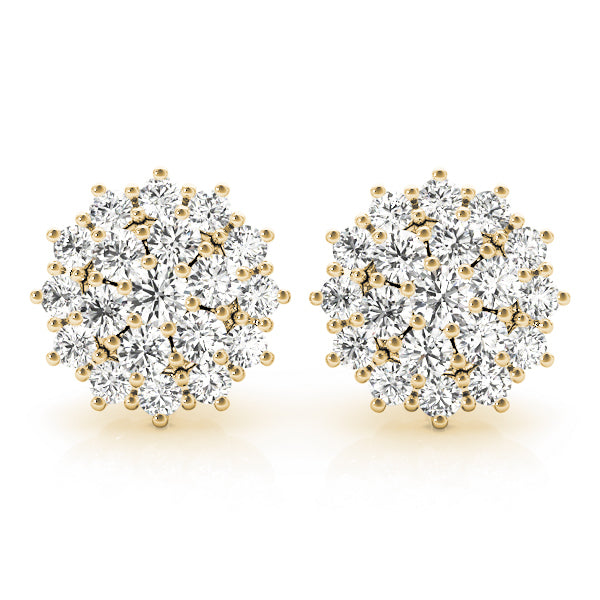 14K Yellow Gold Round Diamond Fashion Earrings