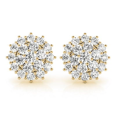 14K Yellow Gold Round Diamond Fashion Earrings