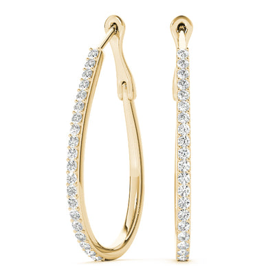 14K Yellow Gold Diamond Fashion Hoop Earrings