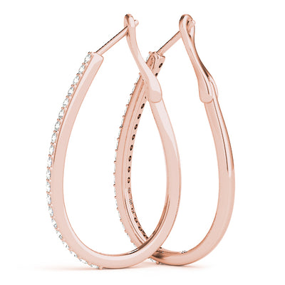 14K Rose Gold Diamond Hoop Earrings