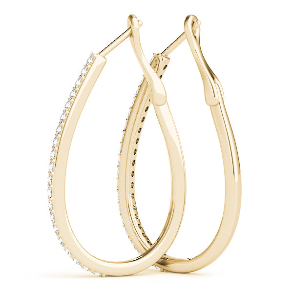 14K Yellow Gold Diamond Fashion Hoop Earrings