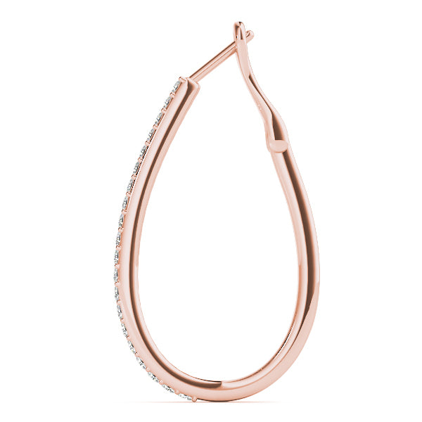 14K Rose Gold Diamond Hoop Earrings