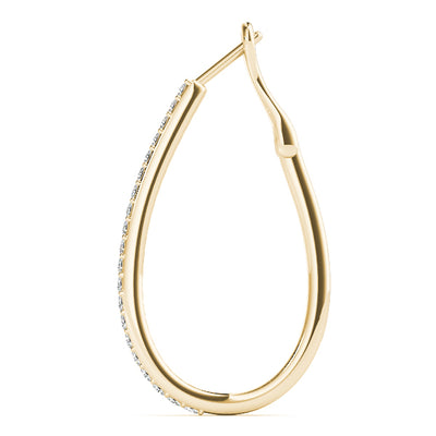 14K Yellow Gold Diamond Fashion Hoop Earrings