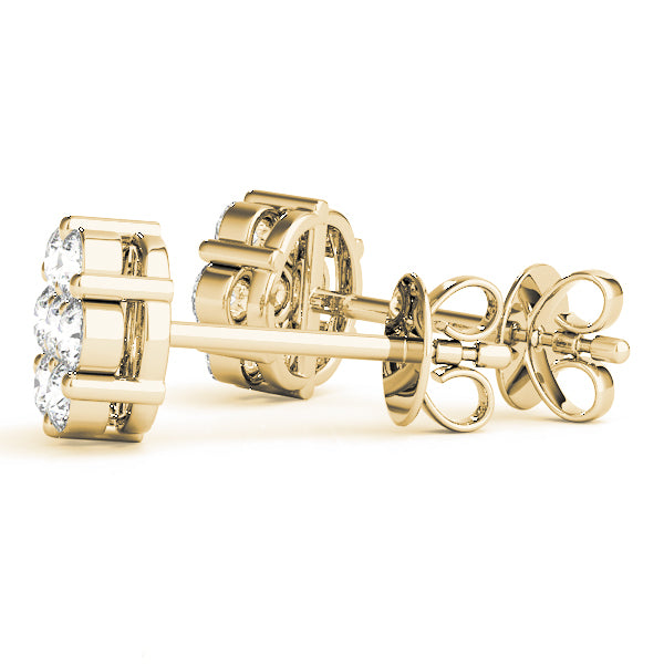 14K Yellow Gold Round Diamond Drop Earrings