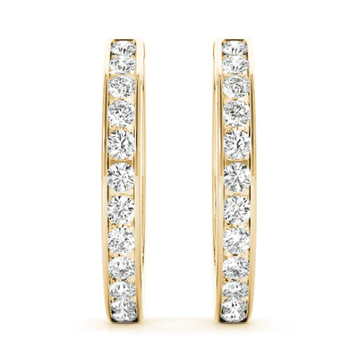14K Yellow Gold Diamond Fashion Hoop Earrings