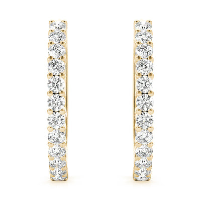 14K Yellow Gold Diamond Fashion Hoop Earrings