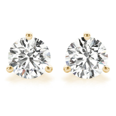 14K Yellow Gold Round Diamond Stud Earrings