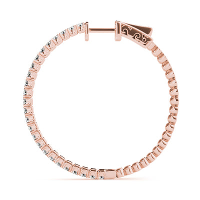 14K Rose Gold Diamond Inside Out Hoop Earrings