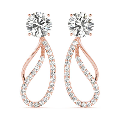 14K Rose Gold Round Diamond Fashion Earrings