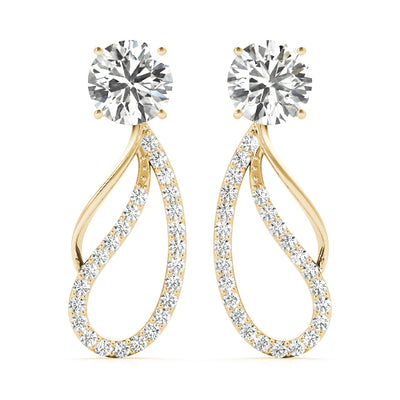 14K Yellow Gold Round Diamond Fashion Earrings
