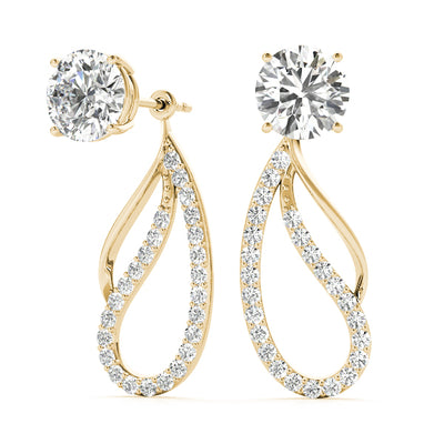 14K Yellow Gold Round Diamond Fashion Earrings