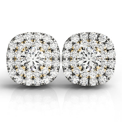 14K Yellow Gold Diamond Halo Stud Earrings
