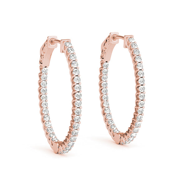 Rose Gold Diamond Inside Out Hoop Earrings