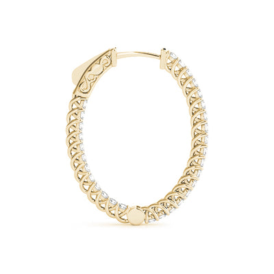 14K Yellow Gold Diamond Inside Out Hoop Earrings