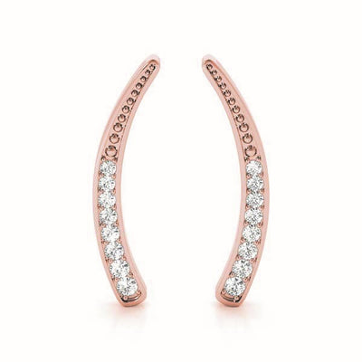 14K Rose Gold Round Diamond Climber Earrings