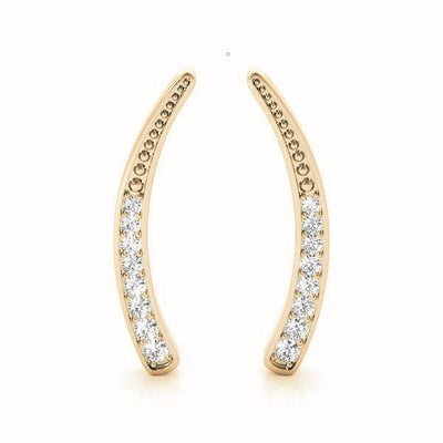 14K Yellow Gold Round Diamond Fashion Earrings