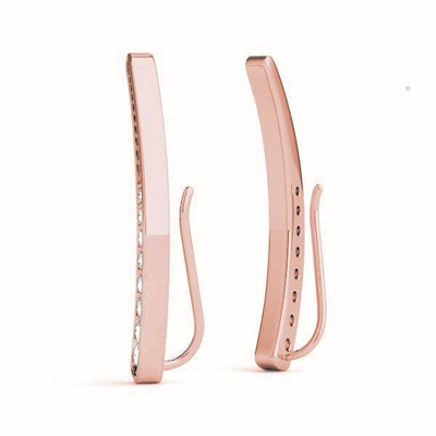 14K Rose Gold Round Diamond Climber Earrings