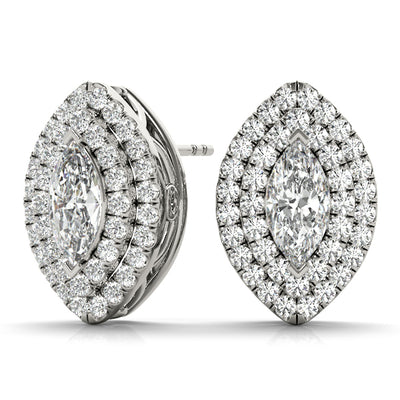 Diamond Halo Round Earrings