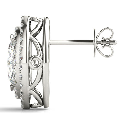 Diamond Halo Round Earrings