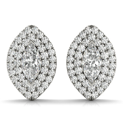 Diamond Halo Round Earrings