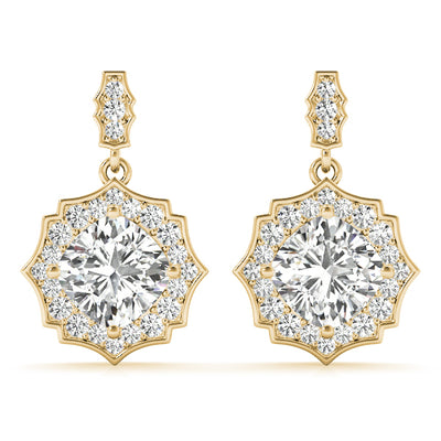14K Yellow Gold Diamond Halo Stud Earrings