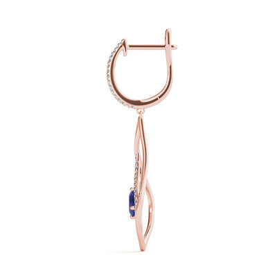 14K Rose Gold Oval Diamond Fashion Earrings