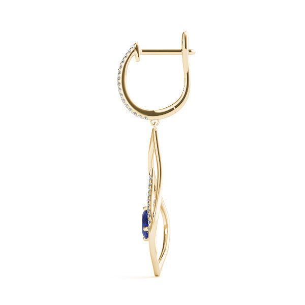 14K Yellow Gold Oval Diamond Drop Earrings