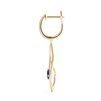 14K Yellow Gold Oval Diamond Drop Earrings