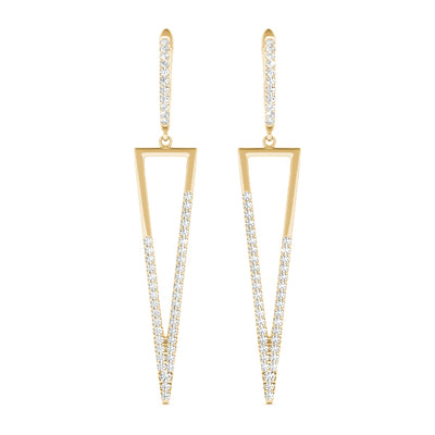 14K Yellow Gold Round Diamond Fashion Earrings
