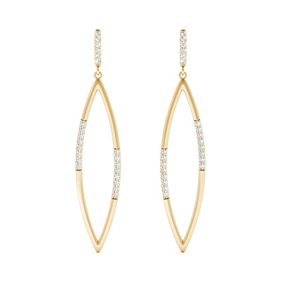 14K Yellow Gold Round Diamond Fashion Earrings