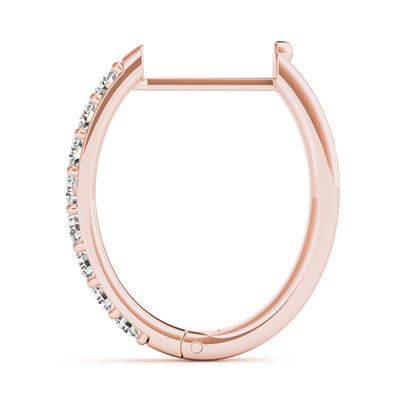14K Rose Gold Diamond Fashion Hoop Earrings
