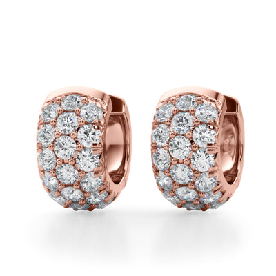 14K Rose Gold Round Diamond Huggie Earrings