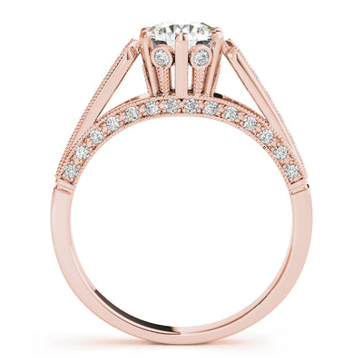 14K Rose Gold Diamond Single Row Engagement Ring