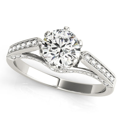 Round Diamond Single Row Engagement Ring