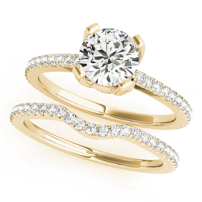 14K Yellow Gold Round Diamond Engagement Ring