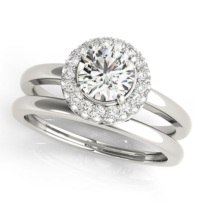 1 CT Round Diamond Halo Engagement Ring
