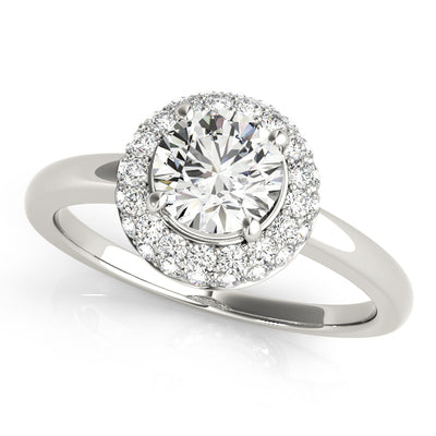 1 CT Round Diamond Halo Engagement Ring