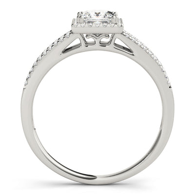 0.75 CT Square Diamond Halo Engagement Ring