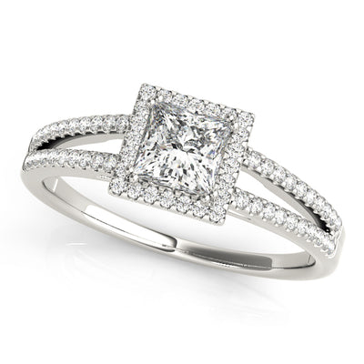 0.75 CT Square Diamond Halo Engagement Ring