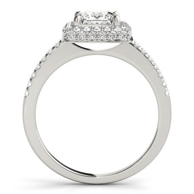 14K Gold Princess Diamond Halo Ring